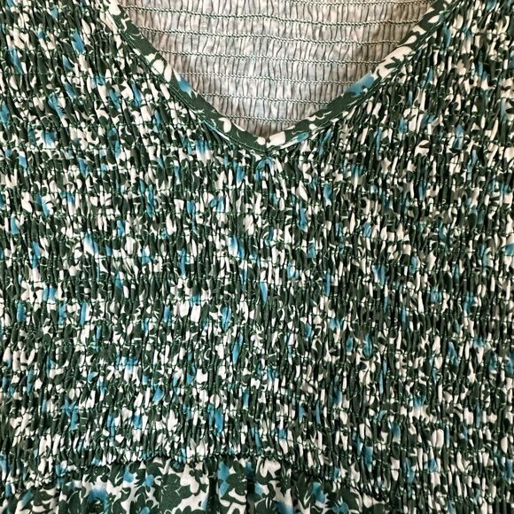 Ueal Women floral Smocked Midi Dress L Boho Paesant Fairy Festival Cottagecore - Picture 3 of 12